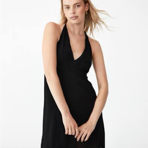 Cotton On Black Halter A-line Mini Dress Medium - Picture 1 of 5